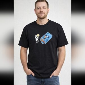 Icecream Black Tee with Red and Blue Graphics